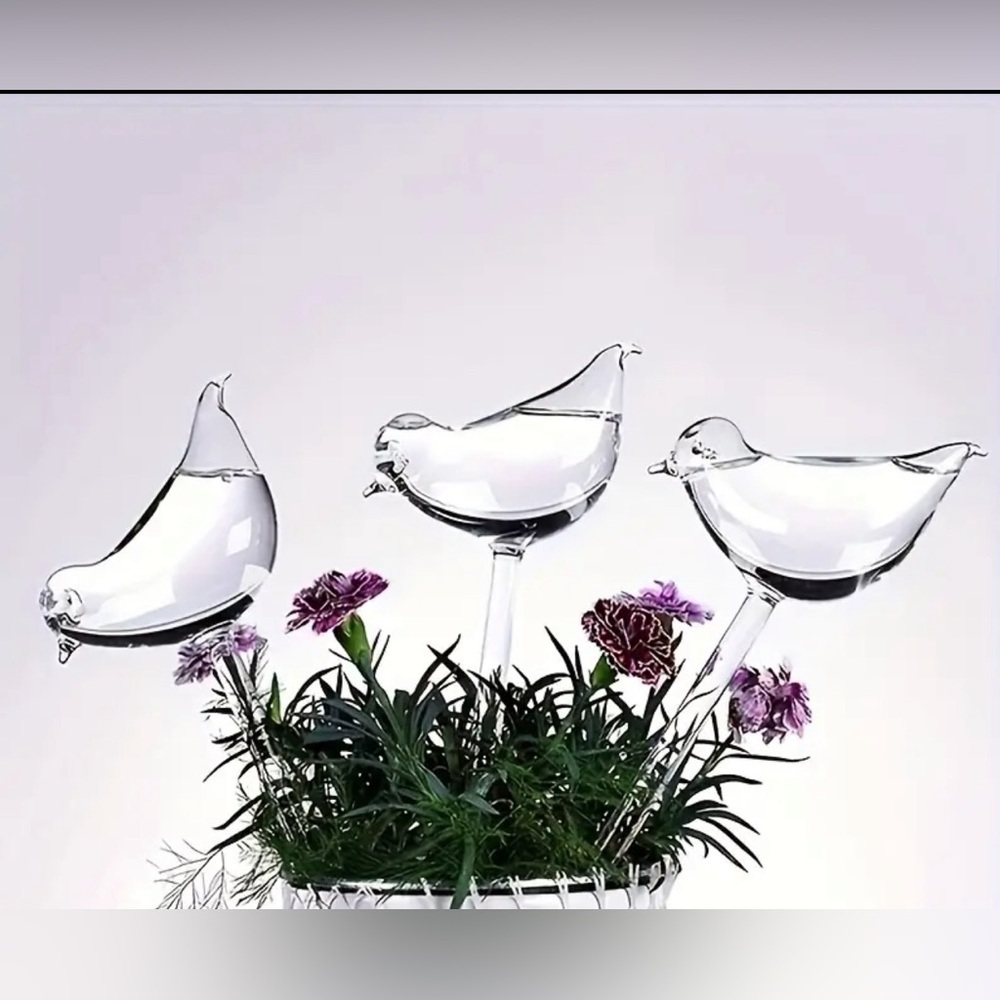 3 Pack Glass Plant Watering Globes, Bird Shape Automatic Plant Waterer,  Plastic